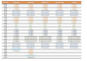 Wochenplan Freelancer